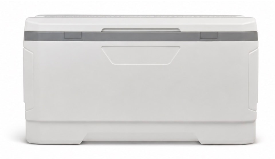 150-quart extra-large insulated cooler, front view